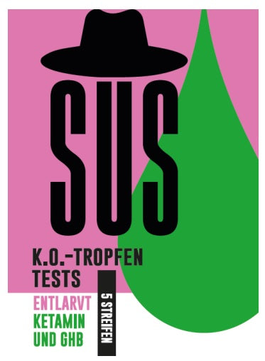 SUS - K.O.-Tropfen-Teststreifen (50x5er Tütchen im Verkaufsdisplay) für Sicherheit im Glas und in der Flasche